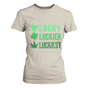 Funny St. Patrick's Day Weed T Shirt For Women Lucky Luckiest Cannabis Shamrock TS09 Sand Print Your Wear