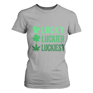 Funny St. Patrick's Day Weed T Shirt For Women Lucky Luckiest Cannabis Shamrock TS09 Sport Gray Print Your Wear