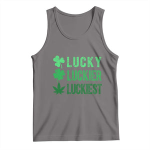 Funny St. Patrick's Day Weed Tank Top Lucky Luckiest Cannabis Shamrock TS09 Deep Heather Print Your Wear