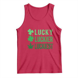 Funny St. Patrick's Day Weed Tank Top Lucky Luckiest Cannabis Shamrock TS09 Red Print Your Wear