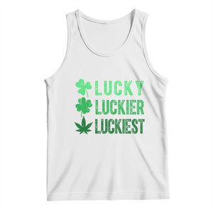 Funny St. Patrick's Day Weed Tank Top Lucky Luckiest Cannabis Shamrock TS09 White Print Your Wear
