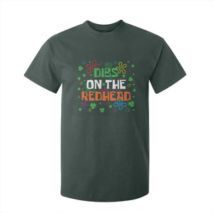 Funny St. Patrick's Day T Shirt For Kid Dibs On The Redhead TS09 Dark Forest Green Print Your Wear