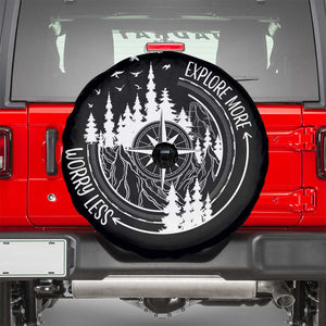 Camping Lover Spare Tire Cover Explore More Worry Less Adventure Outdoor Hiking Mountains Climber TS09 Black Print Your Wear