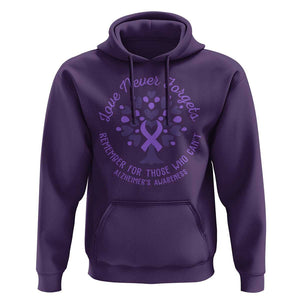 Alzheimer Awareness Hoodie Love Never Forgets Remember For Those Who Cannot Purple Ribbon TS09 Purple Print Your Wear