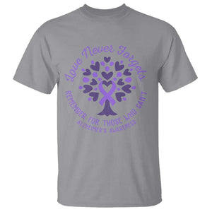 Alzheimer Awareness T Shirt Love Never Forgets Remember For Those Who Cannot Purple Ribbon TS09 Sport Gray Print Your Wear