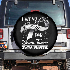 I Wear Gray For Brain Tumor Awareness Spare Tire Cover TS09 No hole Black Print Your Wear