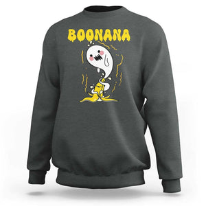 Halloween Sweatshirt Banana Ghost Boonana Cute Costume TS09 Dark Heather Print Your Wear