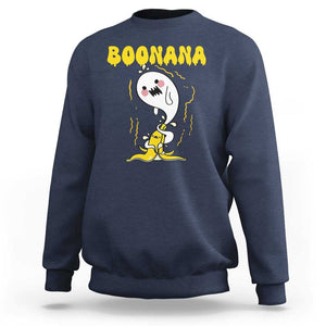 Halloween Sweatshirt Banana Ghost Boonana Cute Costume TS09 Navy Print Your Wear