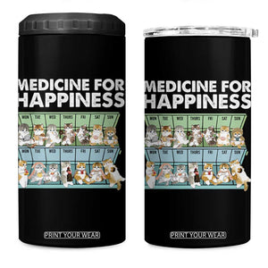 Mental Health 4 in 1 Can Cooler Tumbler Medicine For Happiness Cute Cat TS09 One Size: 16 oz Black Print Your Wear
