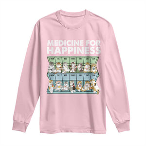 Mental Health Long Sleeve Shirt Medicine For Happiness Cute Cat TS09 Light Pink Print Your Wear