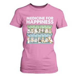 Mental Health T Shirt For Women Medicine For Happiness Cute Cat TS09 Azalea Print Your Wear