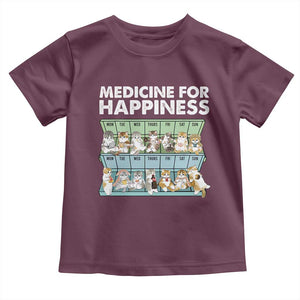 Mental Health Toddler T Shirt Medicine For Happiness Cute Cat TS09 Maroon Print Your Wear