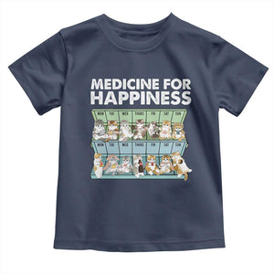 Mental Health Toddler T Shirt Medicine For Happiness Cute Cat TS09 Navy Print Your Wear