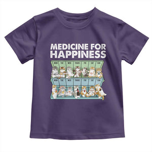 Mental Health Toddler T Shirt Medicine For Happiness Cute Cat TS09 Purple Print Your Wear
