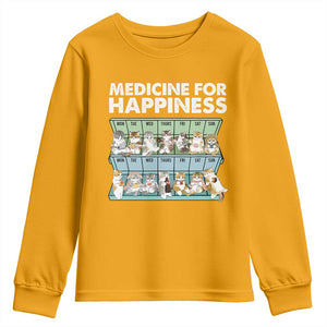 Mental Health Youth Sweatshirt Medicine For Happiness Cute Cat TS09 Gold Print Your Wear