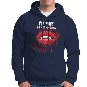Halloween Hoodie Vampire Blood Lip I'm Fine It's Not My Blood TS09 Navy Print Your Wear