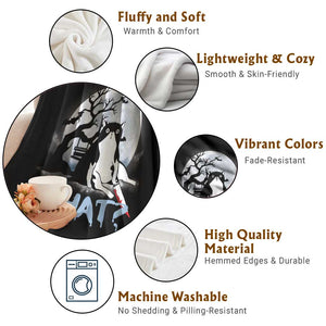 Halloween Cat Throw Blanket What Cat Murder Spooky Season TS09 Print Your Wear