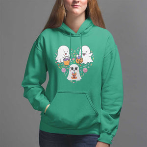 Halloween Hoodie Cute Ghost Dancing In The Candy Rain Spooky Season TS09 Irish Green Print Your Wear