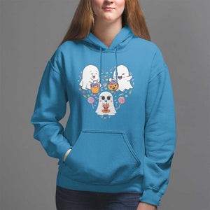 Halloween Hoodie Cute Ghost Dancing In The Candy Rain Spooky Season TS09 Sapphire Print Your Wear