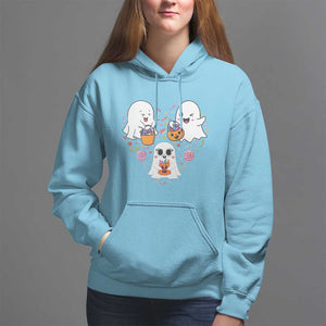 Halloween Hoodie Cute Ghost Dancing In The Candy Rain Spooky Season TS09 Sky Print Your Wear