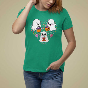 Halloween T Shirt For Women Cute Ghost Dancing In The Candy Rain Spooky Season TS09 Irish Green Print Your Wear