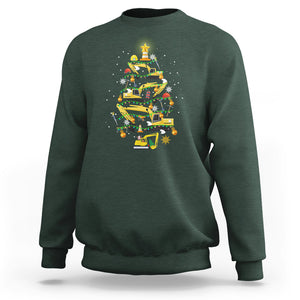 Santa Reindeer Riding Monster Truck Christmas Tree Sweatshirt TS09 Dark Forest Green Printyourwear