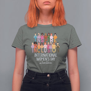 International Women's Day T Shirt For Women Happy IWD 8 March Inspire Inclusion 2024 TS09 Military Green Printyourwear