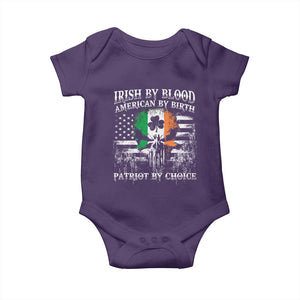 Irish American Baby Onesie Irish By Blood American By Birth Patriot By Choice TS09 Purple Print Your Wear