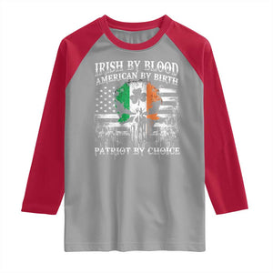 Irish American Raglan Shirt Irish By Blood American By Birth Patriot By Choice TS09 Sport Gray Red Print Your Wear