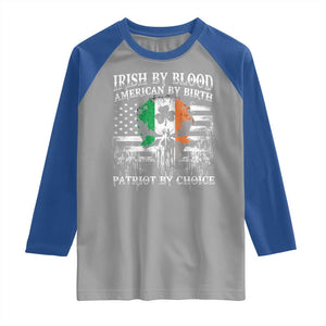 Irish American Raglan Shirt Irish By Blood American By Birth Patriot By Choice TS09 Sport Gray Royal Print Your Wear
