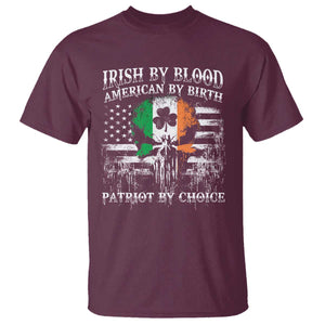 Irish American T Shirt Irish By Blood American By Birth Patriot By Choice TS09 Maroon Print Your Wear