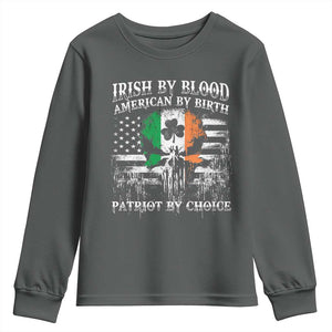 Irish American Youth Sweatshirt Irish By Blood American By Birth Patriot By Choice TS09 Dark Heather Print Your Wear