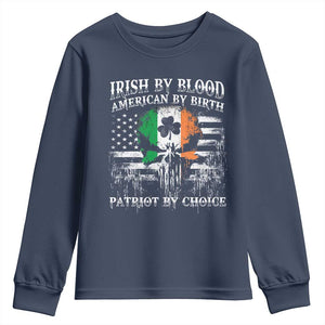 Irish American Youth Sweatshirt Irish By Blood American By Birth Patriot By Choice TS09 Navy Print Your Wear
