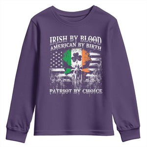 Irish American Youth Sweatshirt Irish By Blood American By Birth Patriot By Choice TS09 Purple Print Your Wear
