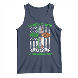 American By Birth Irish By The Grace Of God Tank Top TS09 Navy Print Your Wear
