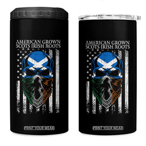 American Grown With Scots Irish Roots 4 in 1 Can Cooler Tumbler American Ulster Scots Skull Flag TS09 One Size: 16 oz Black Print Your Wear