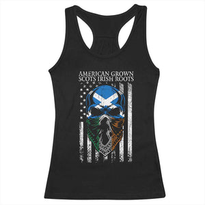 American Grown With Scots Irish Roots Racerback Tank Top American Ulster Scots Skull Flag TS09 Black Print Your Wear