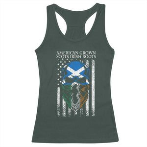 American Grown With Scots Irish Roots Racerback Tank Top American Ulster Scots Skull Flag TS09 Dark Forest Green Print Your Wear