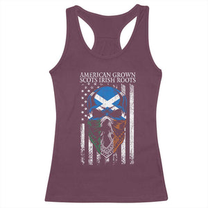 American Grown With Scots Irish Roots Racerback Tank Top American Ulster Scots Skull Flag TS09 Maroon Print Your Wear