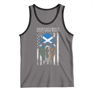 American Grown With Scots Irish Roots Tank Top American Ulster Scots Skull Flag TS09 Deep Heather Black Print Your Wear