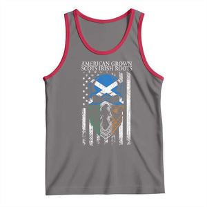 American Grown With Scots Irish Roots Tank Top American Ulster Scots Skull Flag TS09 Deep Heather Red Print Your Wear