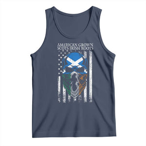 American Grown With Scots Irish Roots Tank Top American Ulster Scots Skull Flag TS09 Navy Print Your Wear