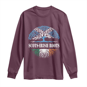 Scots-Irish Roots Long Sleeve Shirt Ulster Scots Ireland Scotland TS09 Maroon Print Your Wear