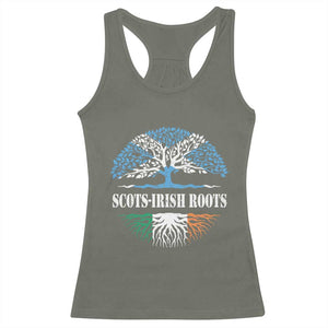 Scots-Irish Roots Racerback Tank Top Ulster Scots Ireland Scotland TS09 Military Green Print Your Wear