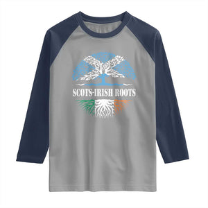 Scots-Irish Roots Raglan Shirt Ulster Scots Ireland Scotland TS09 Sport Gray Navy Print Your Wear