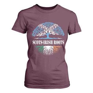 Scots-Irish Roots T Shirt For Women Ulster Scots Ireland Scotland TS09 Maroon Print Your Wear
