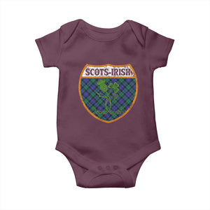 Scots-Irish Pride Baby Onesie Shamrock Ulster Scots Scotch Irish Shamrock Thistle TS09 Maroon Print Your Wear