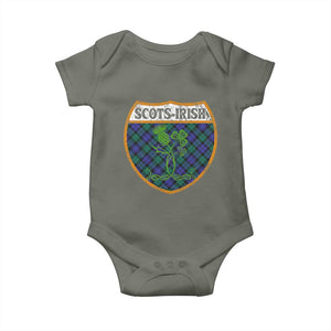 Scots-Irish Pride Baby Onesie Shamrock Ulster Scots Scotch Irish Shamrock Thistle TS09 Military Green Print Your Wear
