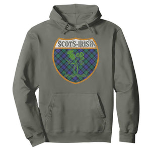 Scots-Irish Pride Hoodie Shamrock Ulster Scots Scotch Irish Shamrock Thistle TS09 Military Green Print Your Wear