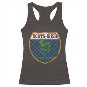 Scots-Irish Pride Racerback Tank Top Shamrock Ulster Scots Scotch Irish Shamrock Thistle TS09 Dark Chocolate Print Your Wear